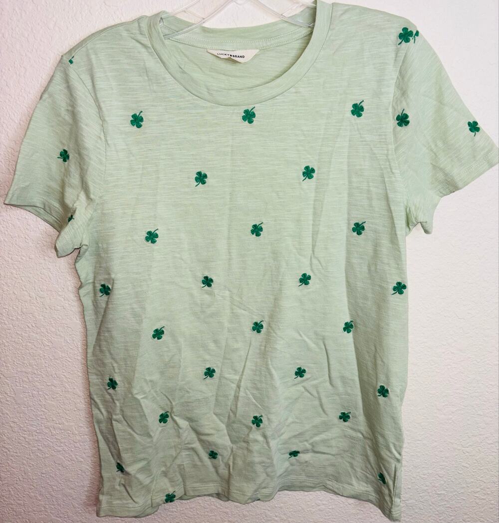 Lucky Brand Women's Clover Embroidered Slub T-Shirt, Size Small, NWOT